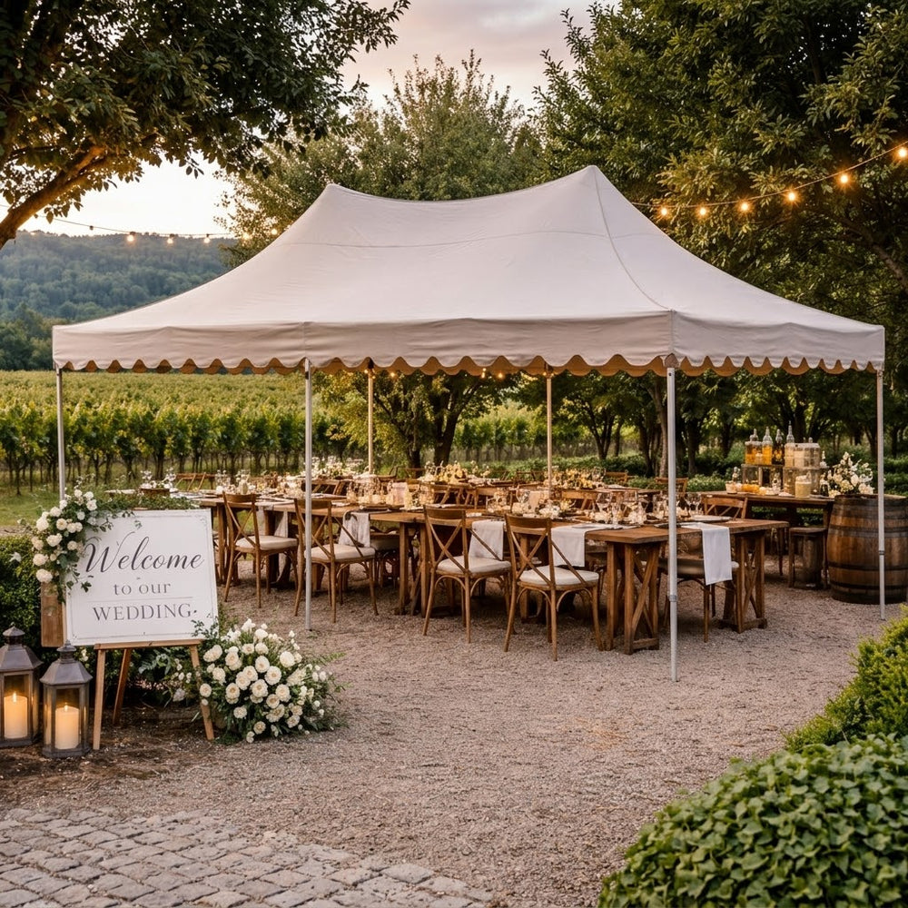 Professional 3x6m Peaked Pagoda Pop-Up Gazebo - Latte