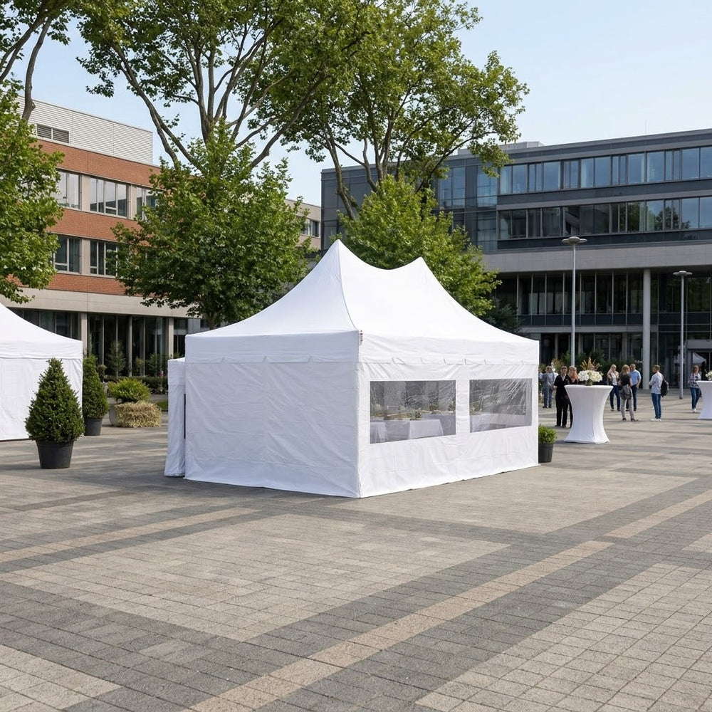 Professional 3x6m Peaked Pagoda Pop-Up Gazebo with 6 Sidewalls - White