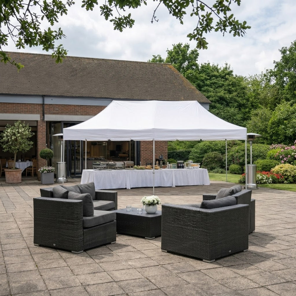 Professional 3x6m Peaked Valance Pop-Up Canopy Gazebo - White