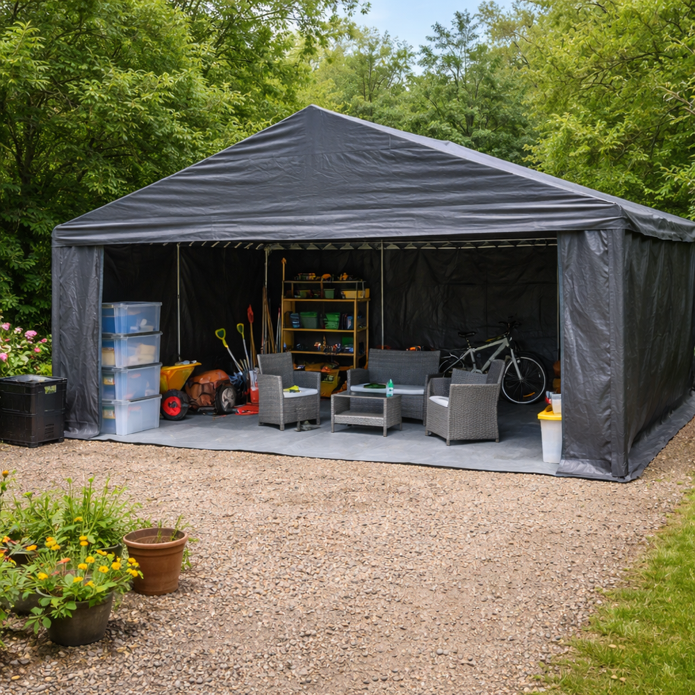 Storage Tent Basic 6x10m PE 300 Grey