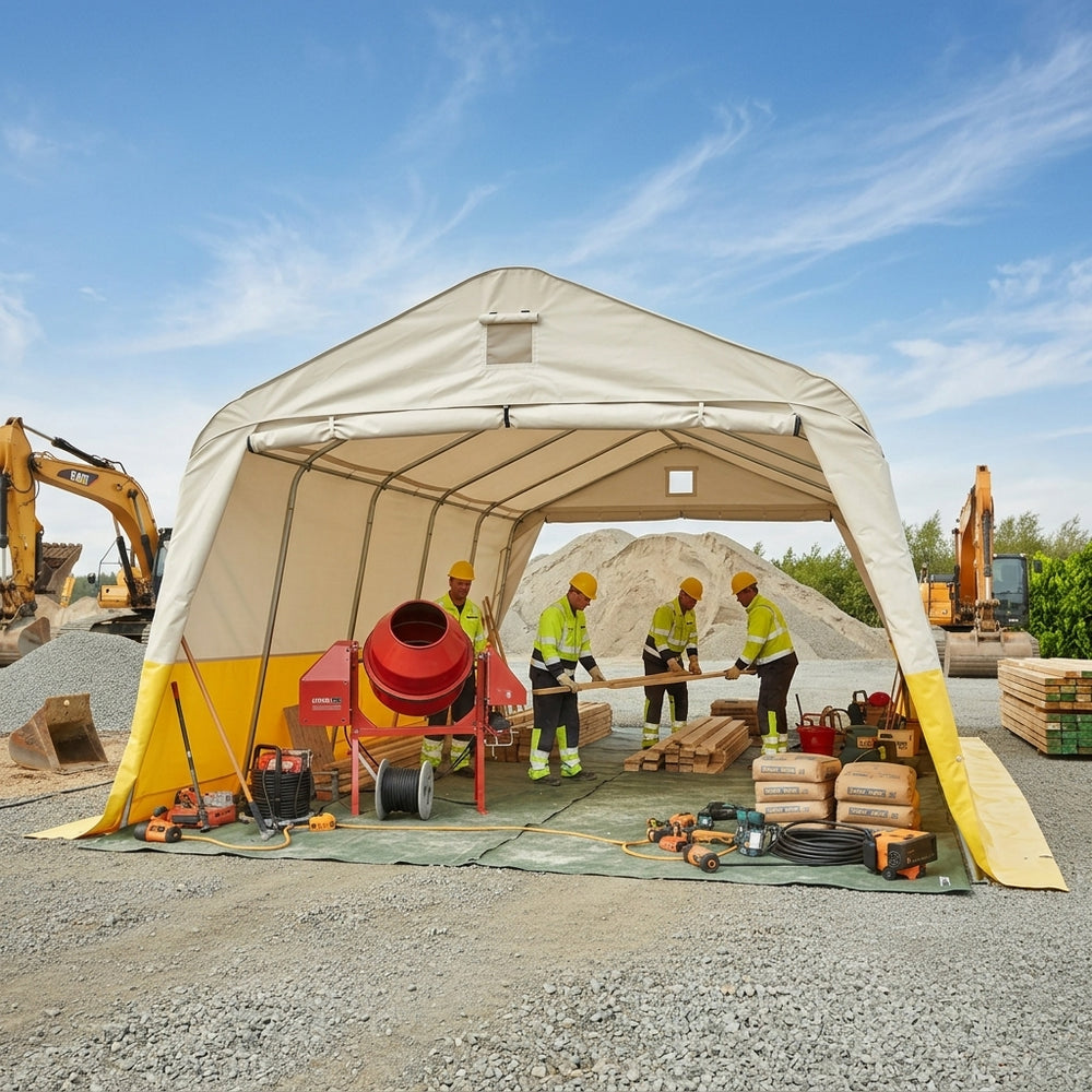 Storage Work Tent 3.6x6x2.68m, PVC, White/Yellow