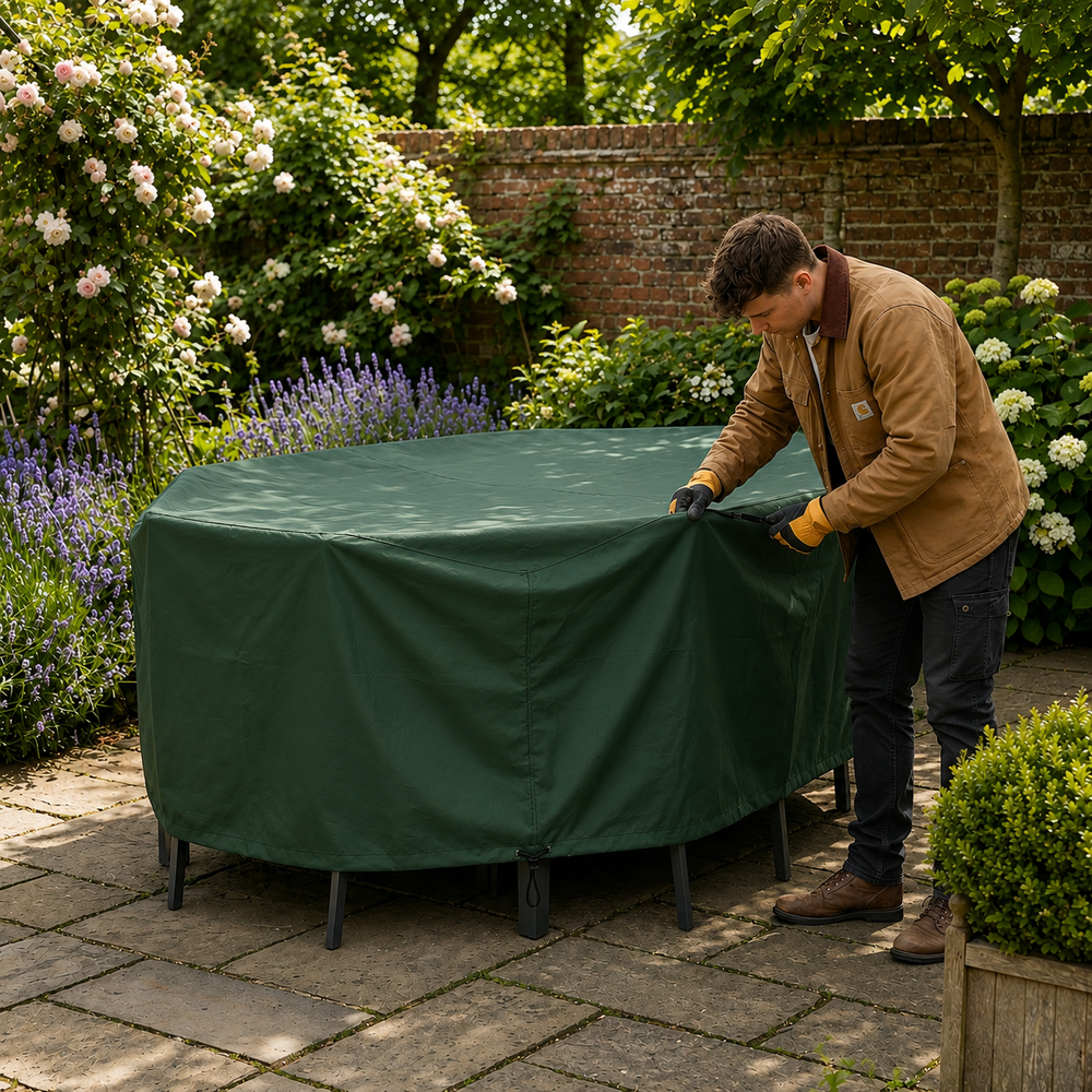 Rectangular Patio Set Cover – 6 Seat Green – Durable Polyester – Outdoor Protection