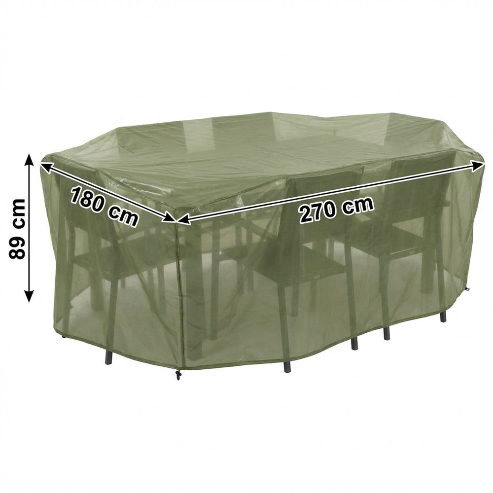 Rectangular Patio Set Cover – 270cm Green – Heavy Duty Polyethylene Protection