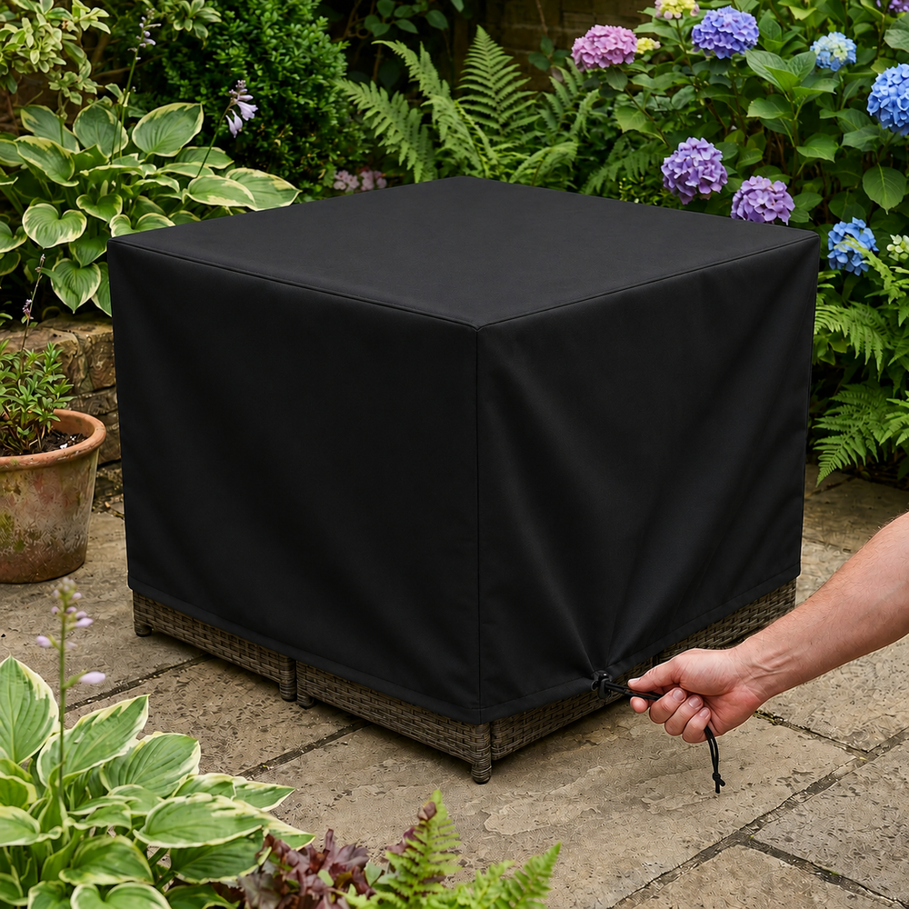 Heavy Duty 4 Seater Cube Set Cover – Black – Super Tough Waterproof Protection
