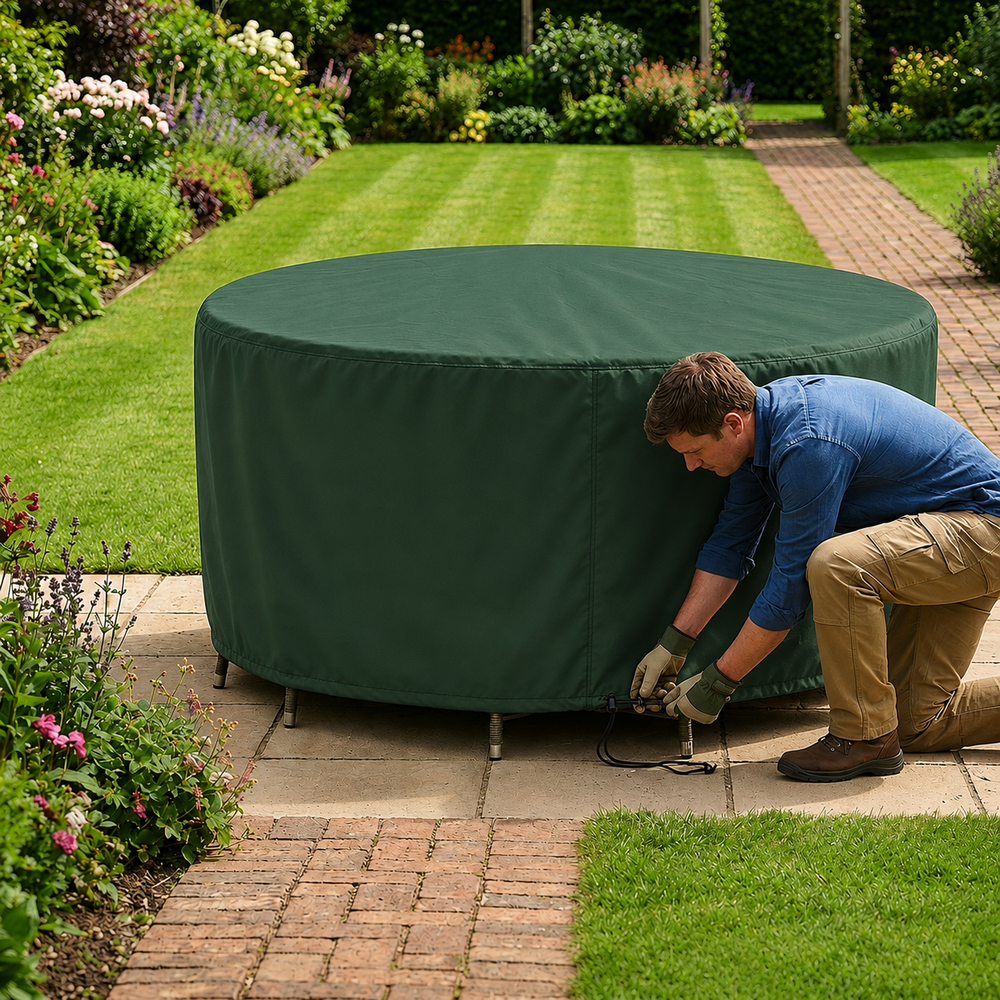 Circular Patio Set Cover – 90cm High – PVC Backed Polyester – Outdoor Protection