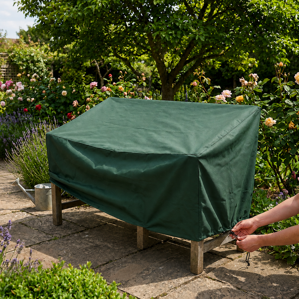 Bench Cover – Large Green – Polyester Weather Protection – Outdoor Furniture