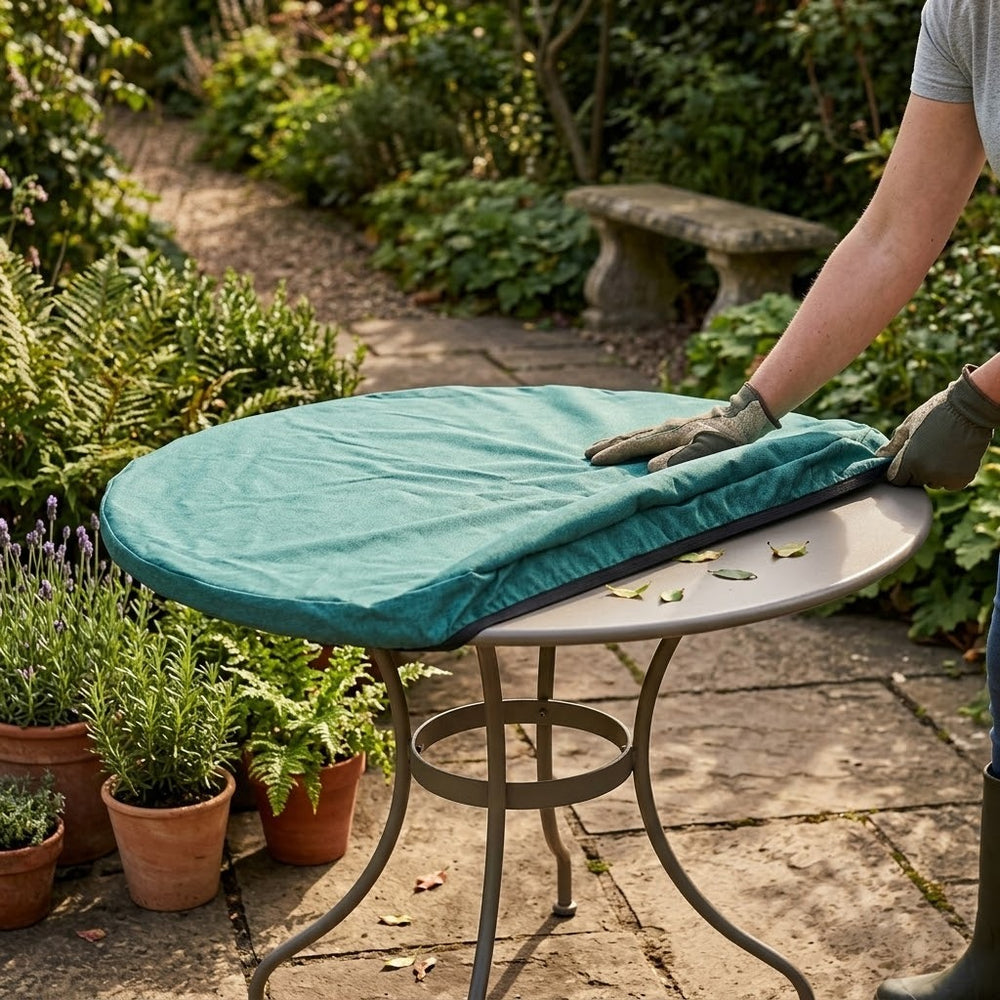Round Table Top Cover – 4-6 Seater Green – Super Tough Protection – Outdoor Use
