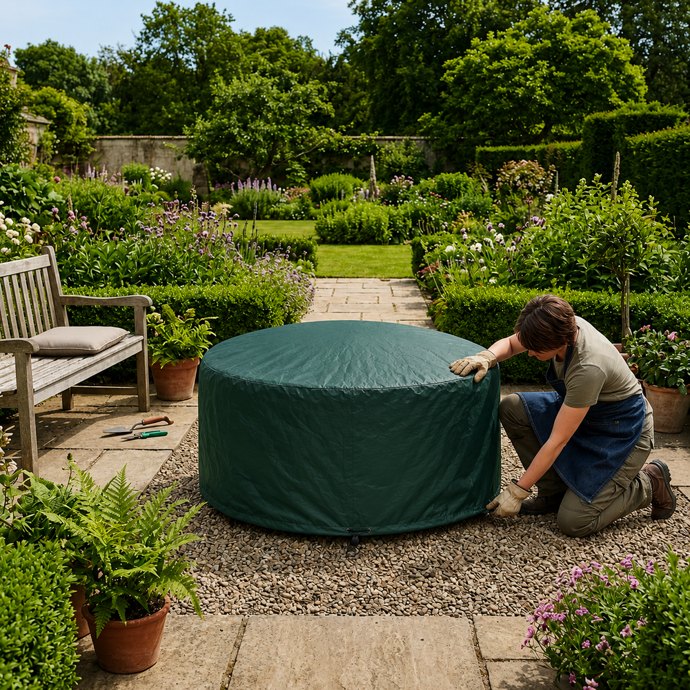 Large Firepit Cover – Green – Heavy Duty Weather Protection – Outdoor Use