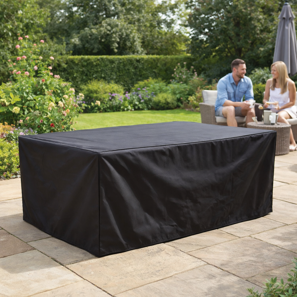 Rectangular Table Cover – 8 Seat Black – All-Weather Protection – Outdoor Use