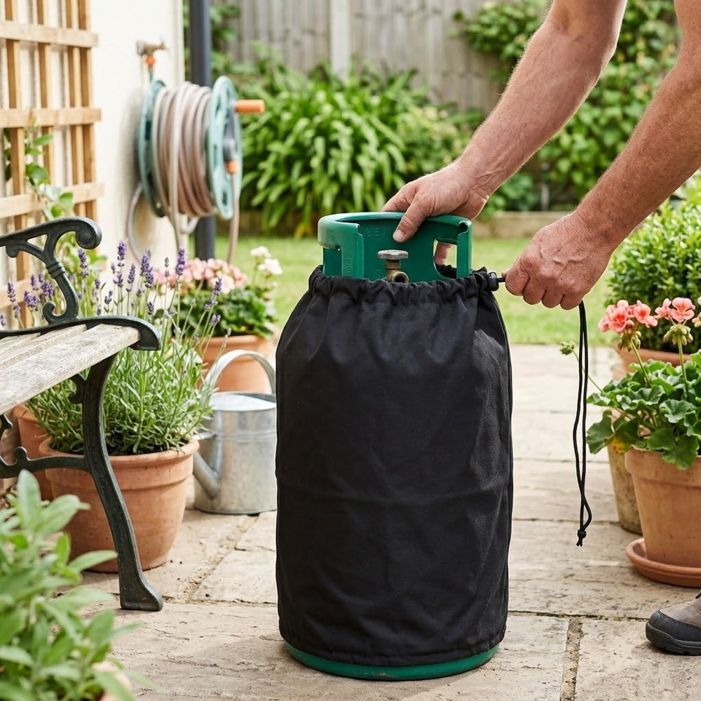 Heavy Duty Gas Bottle Cover – 15kg Black – Waterproof Protection – Outdoor Use