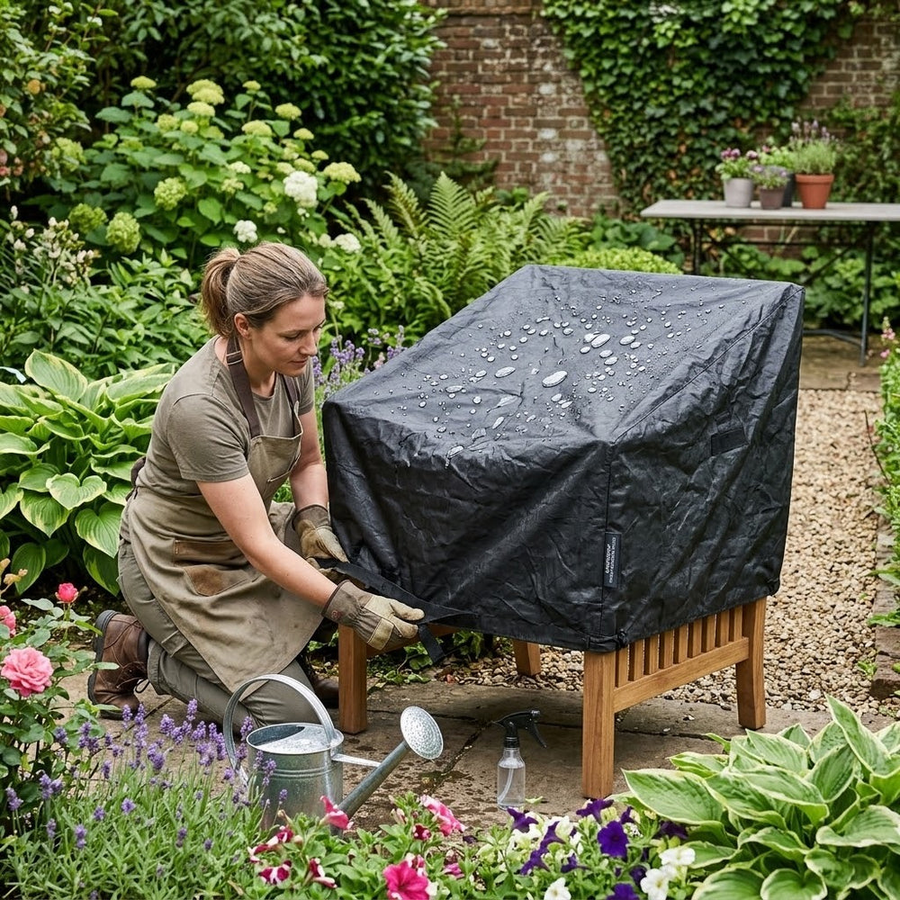 Small Armchair Cover – Black – Heavy Duty Polyethylene – Outdoor Protection