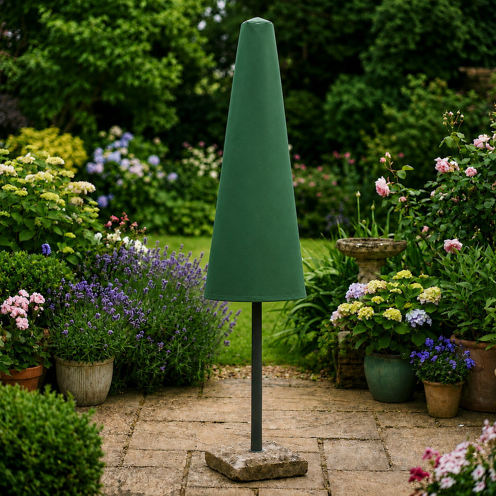 Parasol Cover – Small Green/Black – PVC Backed Polyester – Outdoor Protection
