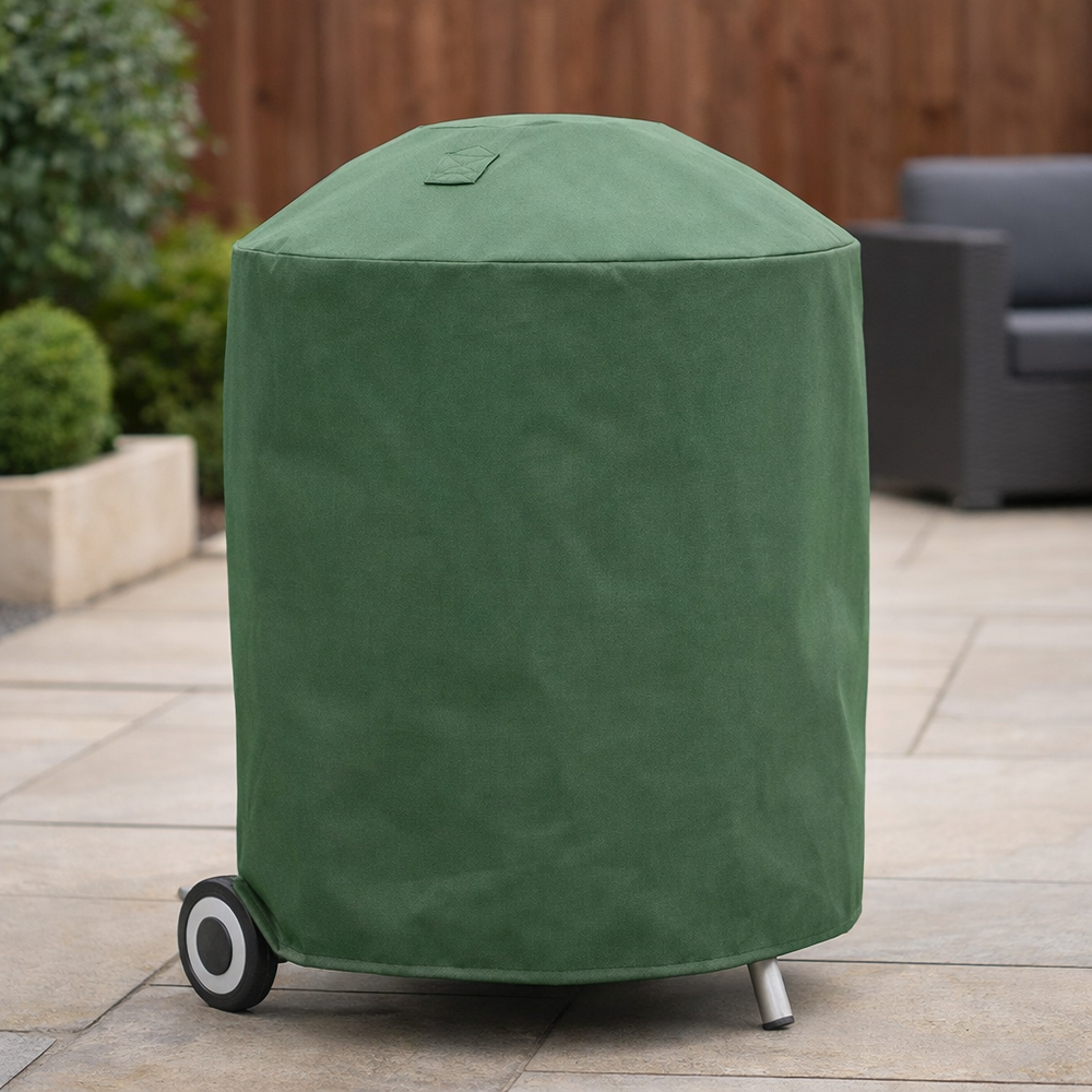 Kettle BBQ Cover – 68x71 cm Green/Black – PVC Backed – Weather Protection