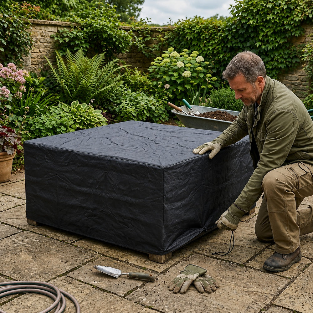 Heavy Duty Coffee Table Cover – Large Black – UV & Weather Resistant – Outdoor Protection