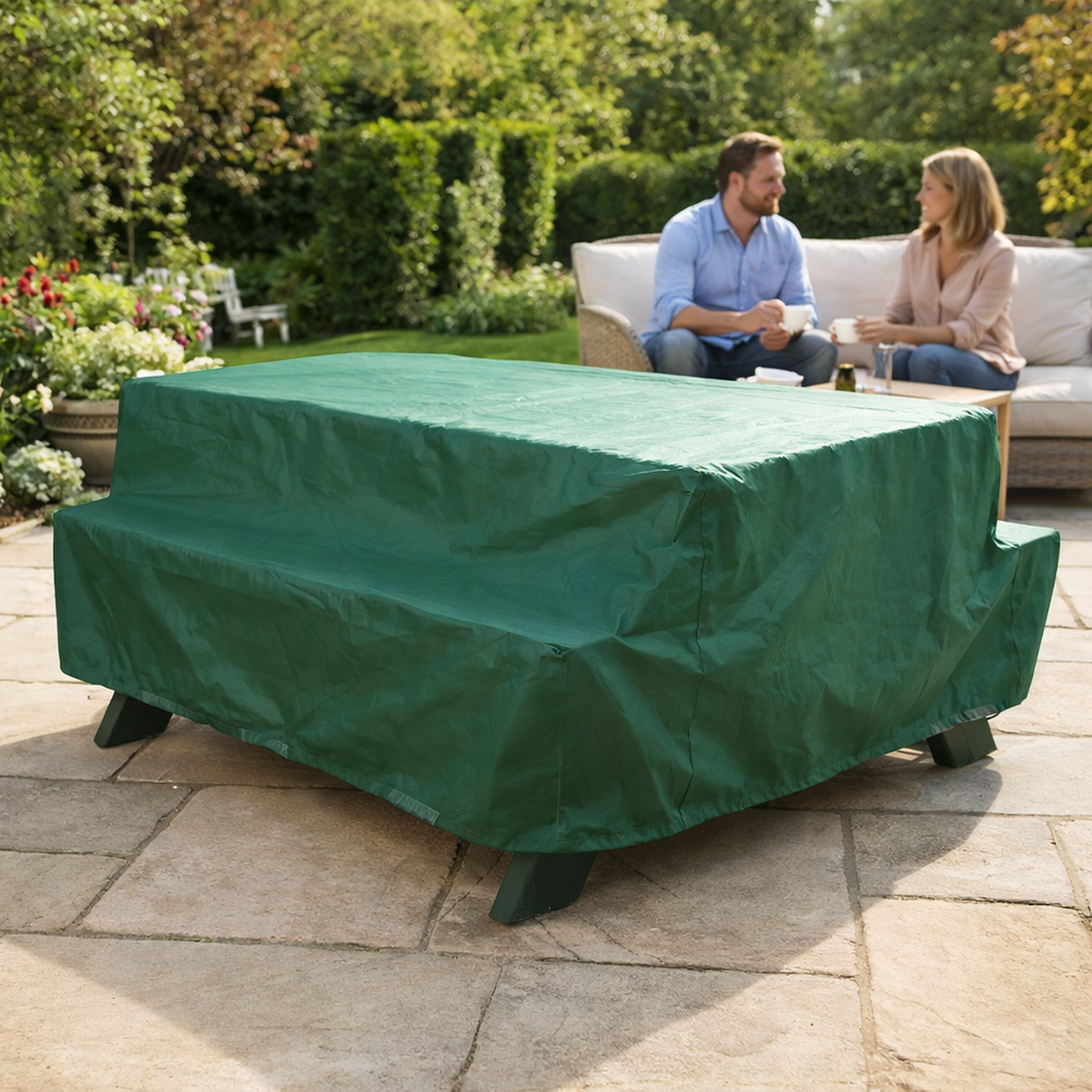 Heavy Duty 7 Seater Picnic Table Cover – Green – Polyethylene – Outdoor Protection