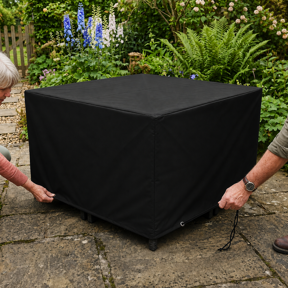 Large Cube Set Cover – Black – Super Tough Waterproof – Outdoor Furniture Protection
