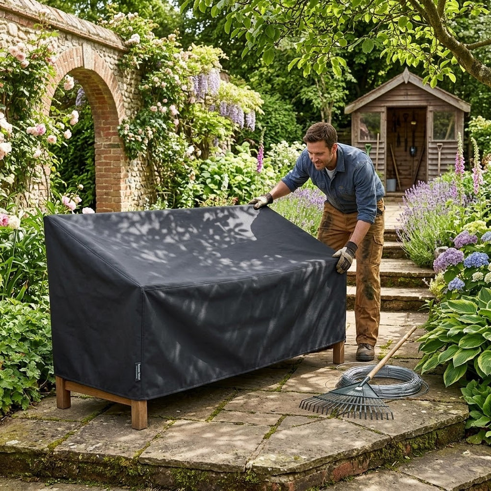 3-Seater Bench Cover – Black – Heavy Duty Weatherproof – Outdoor Protection
