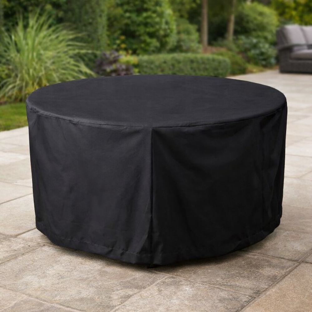 Circular Table Cover – 4 Seat – Black Polyester – Outdoor Furniture Protection