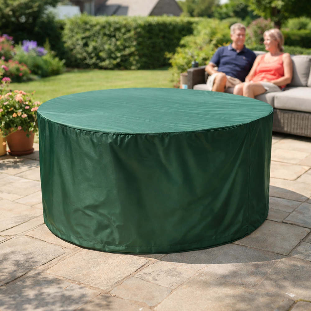 Circular Patio Set Cover – 90cm High – Green Polyester – 4-6 Seat Protection
