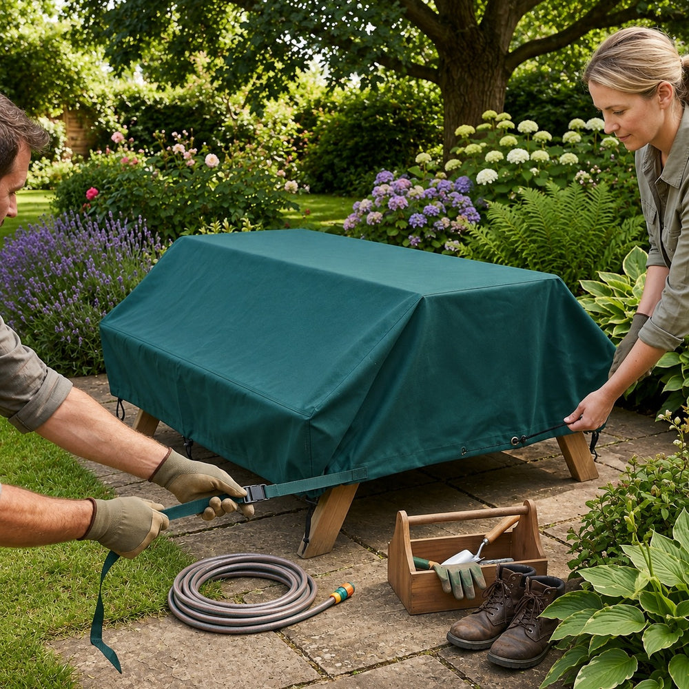 Heavy Duty 6 Seater Picnic Table Cover – Green – Waterproof Protection