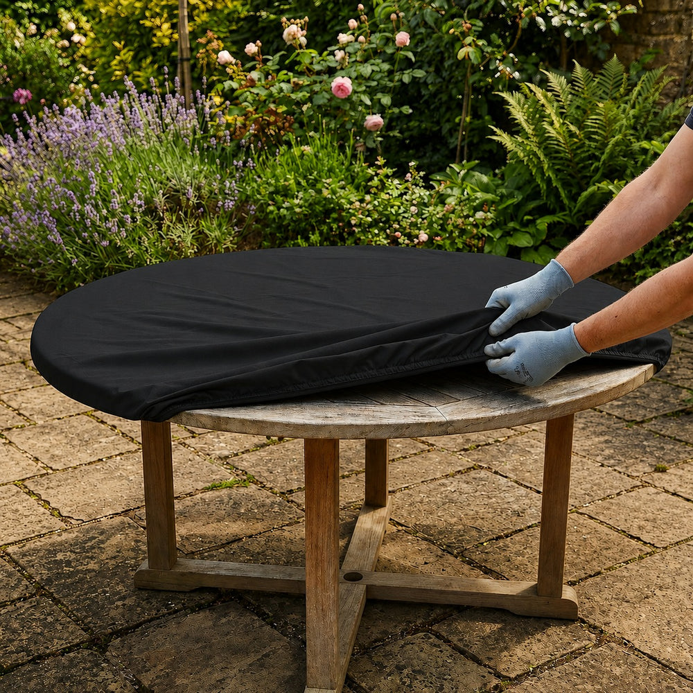 Round Table Top Cover – 4-6 Seater – Black – Weather Protection