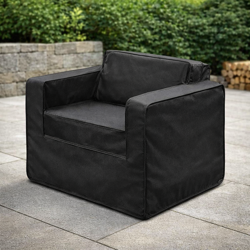 Large Armchair Cover – Black – Heavy Duty Polyethylene – Garden Protection