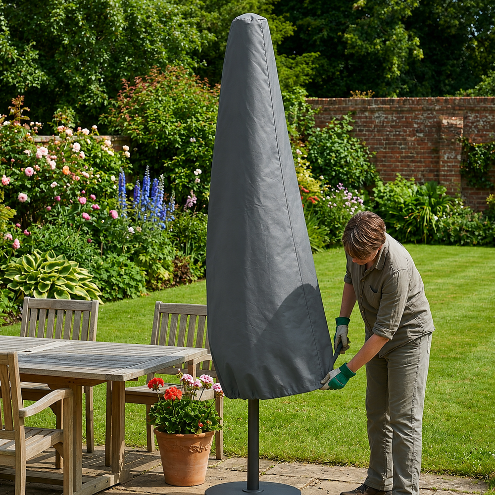 Large Parasol Cover – Charcoal – Durable Polyester – Outdoor Protection