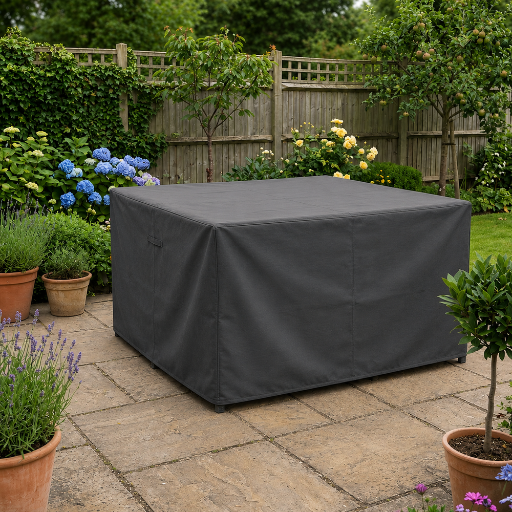 4 Seater Cube Set Cover – Extra Large Charcoal – Weatherproof Polyester – Outdoor Furniture Protection