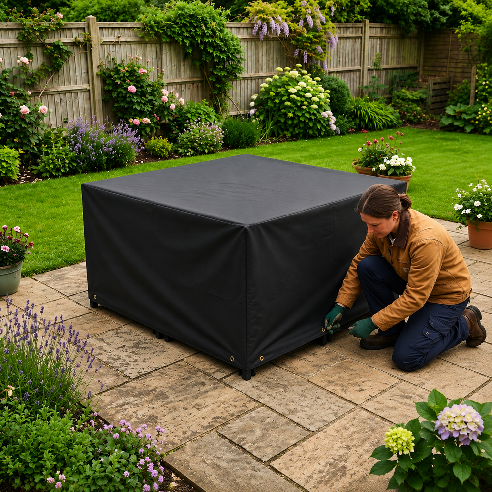 4 Seater Cube Set Cover – Extra Large Black – Waterproof Protection – Garden Furniture