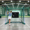 Premium Foldaway Deluxe Golf Practice Net with Protective Canopy and Easy Assembly for Small Spaces