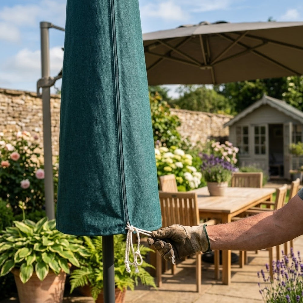 Large Parasol Cover – Green – Super Tough Waterproof – Outdoor Protection