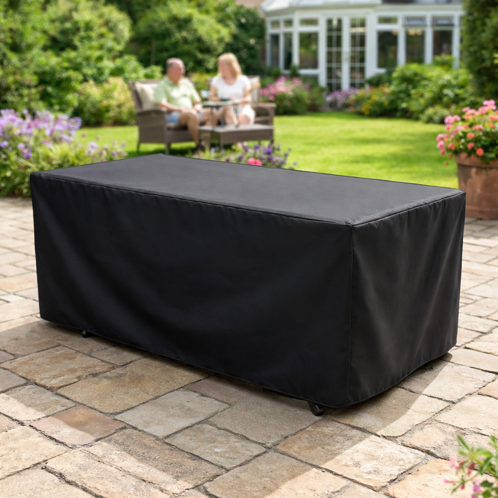 Heavy Duty Table Cover – 8 Seater Rectangular – Black Polyethylene – Outdoor Protection
