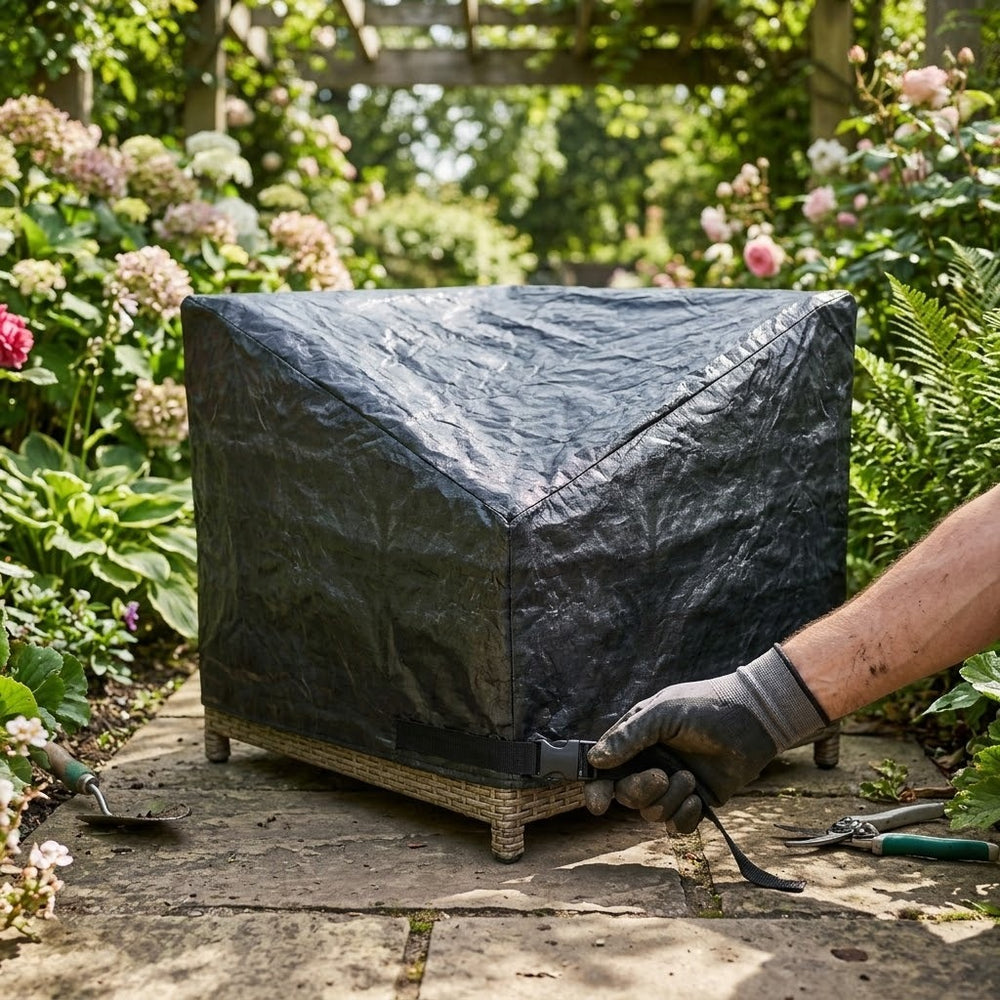 Small Corner Unit Cover – Black – Heavy Duty Polyethylene – Garden Sofa Protection