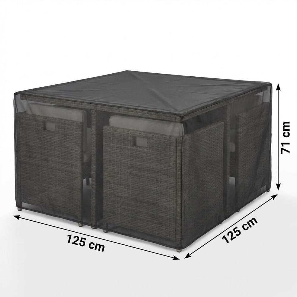 4 Seater Medium Cube Set Cover – Black – Super Tough Waterproof – Outdoor Furniture Protection