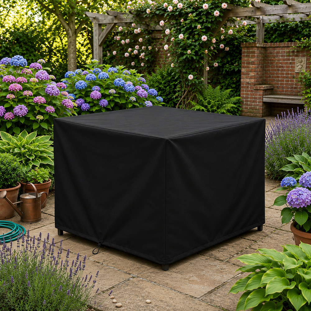 4 Seater Medium Cube Set Cover – Black – Super Tough Waterproof – Outdoor Furniture Protection