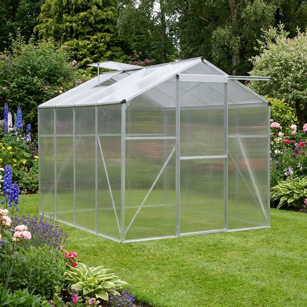 8ft x 6ft Aluminium Greenhouse for Hobby Gardening