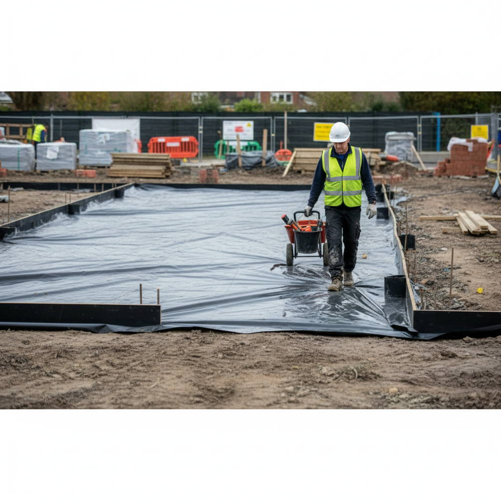Premium Heavy Duty Polythene Sheeting for Ground Protection, Weed Control, and Temporary Covering - 1000 Gauge, Black/Grey, Multiple Sizes