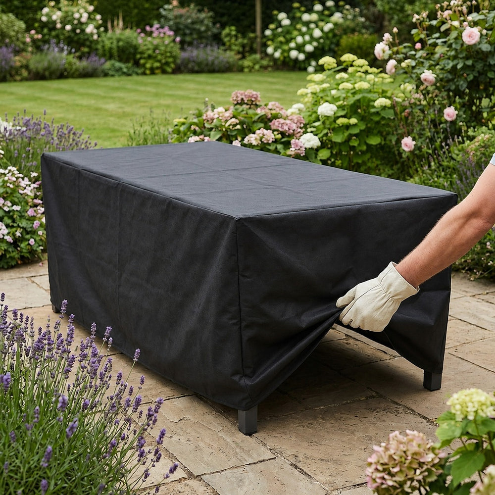 Rectangular Table Cover – 8 Seater Black – Super Tough Waterproof – Outdoor Protection