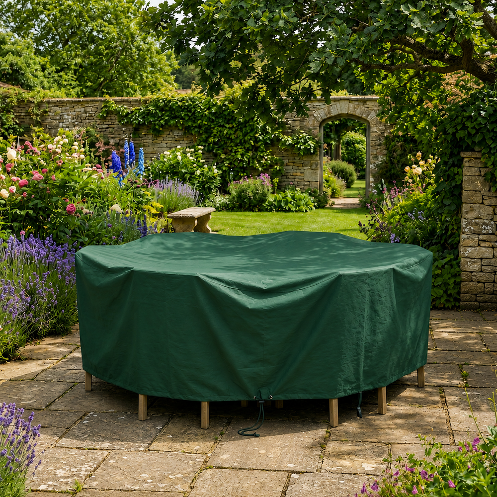 6 Seater Round Furniture Cover – Green – Heavy Duty Polyethylene – Outdoor Protection