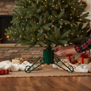 Premium Heavy Duty Traditional Scroll Leg Metal Christmas Tree Stand - Green Powder Coated Finish for Real Trees Up to 3m