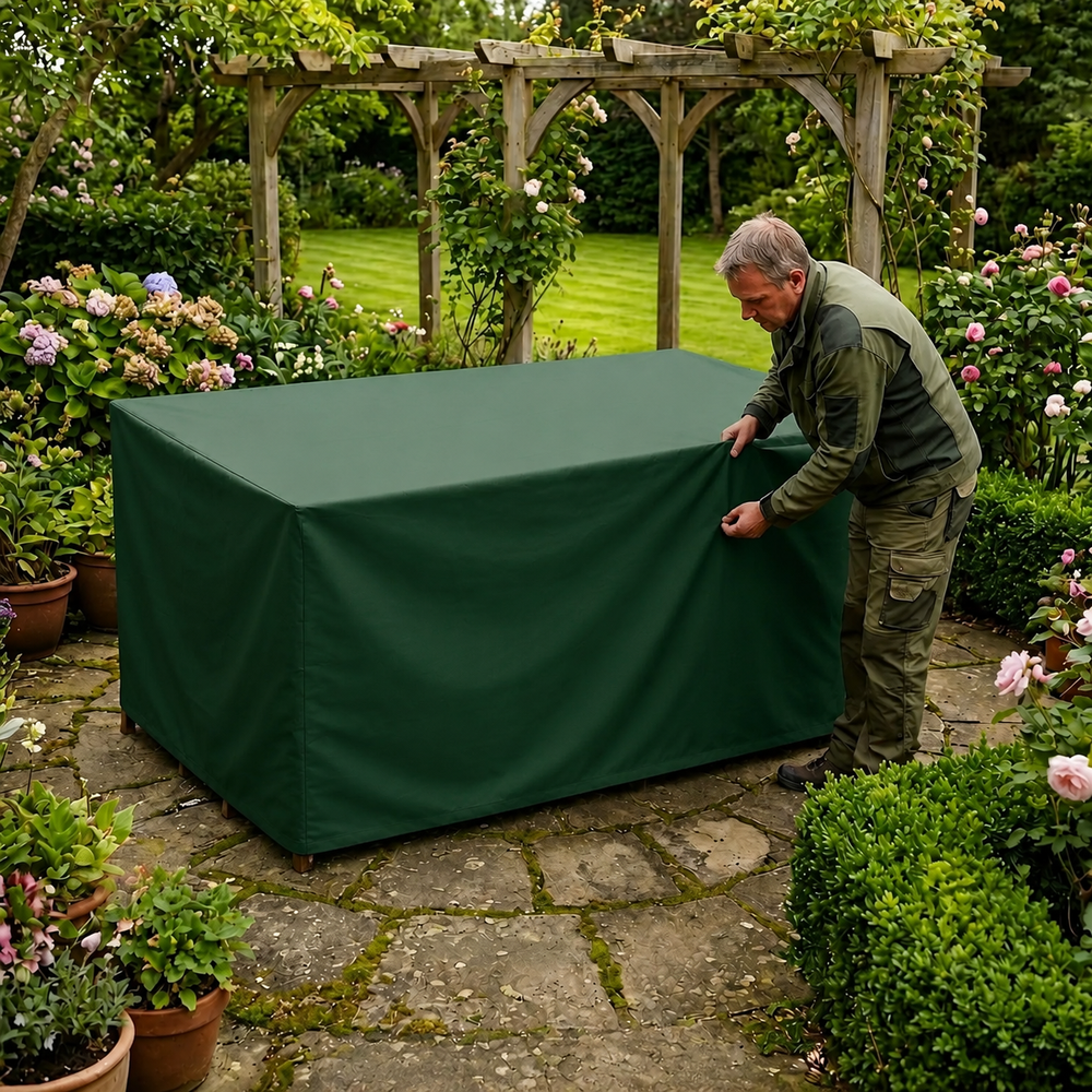 Rectangular Table Cover – 6 Seat Green – Durable Polyester – Outdoor Protection