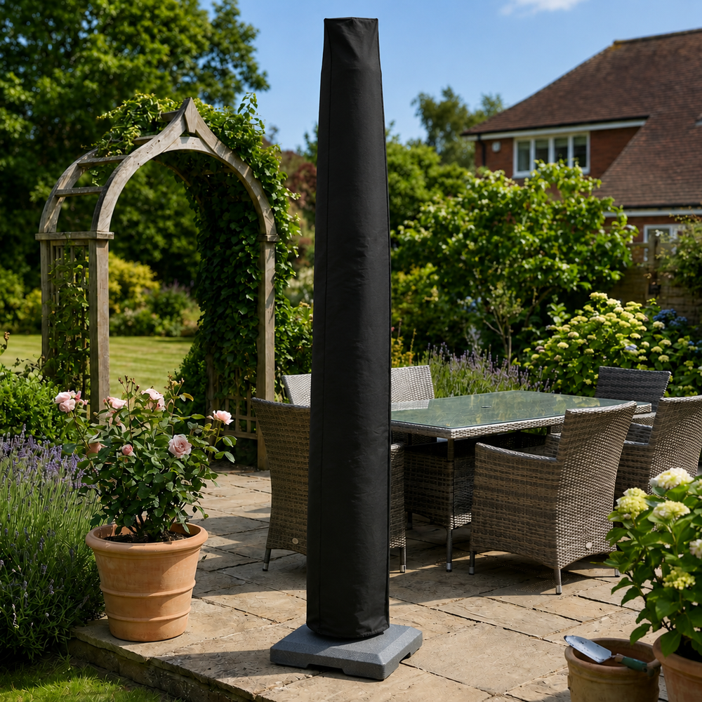Extra Large Parasol Cover – Black – All-Weather Protection – Outdoor Use