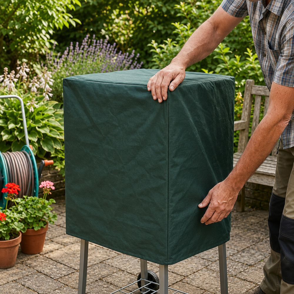 Heavy Duty Square Barbecue Cover – 68x68x74cm Green – Weather Protection