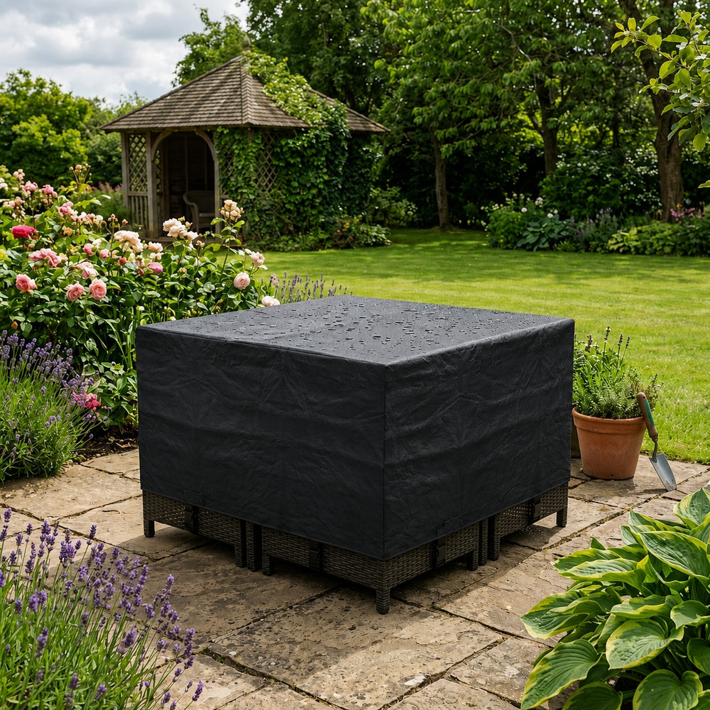 Heavy Duty 4 Seater Cube Set Cover – Black – Polyethylene – Outdoor Protection