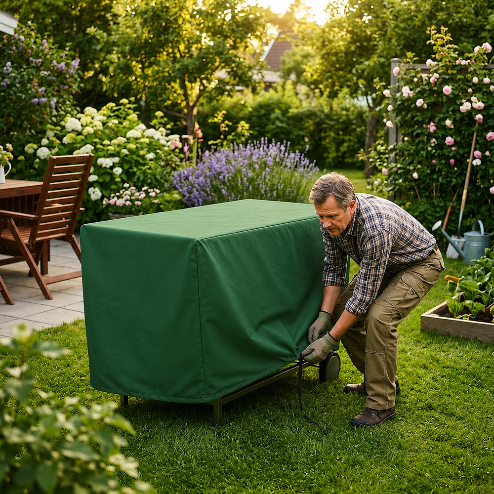 Large Flatbed Barbecue Cover – Green – Super Tough Polyester – Outdoor BBQ Protection