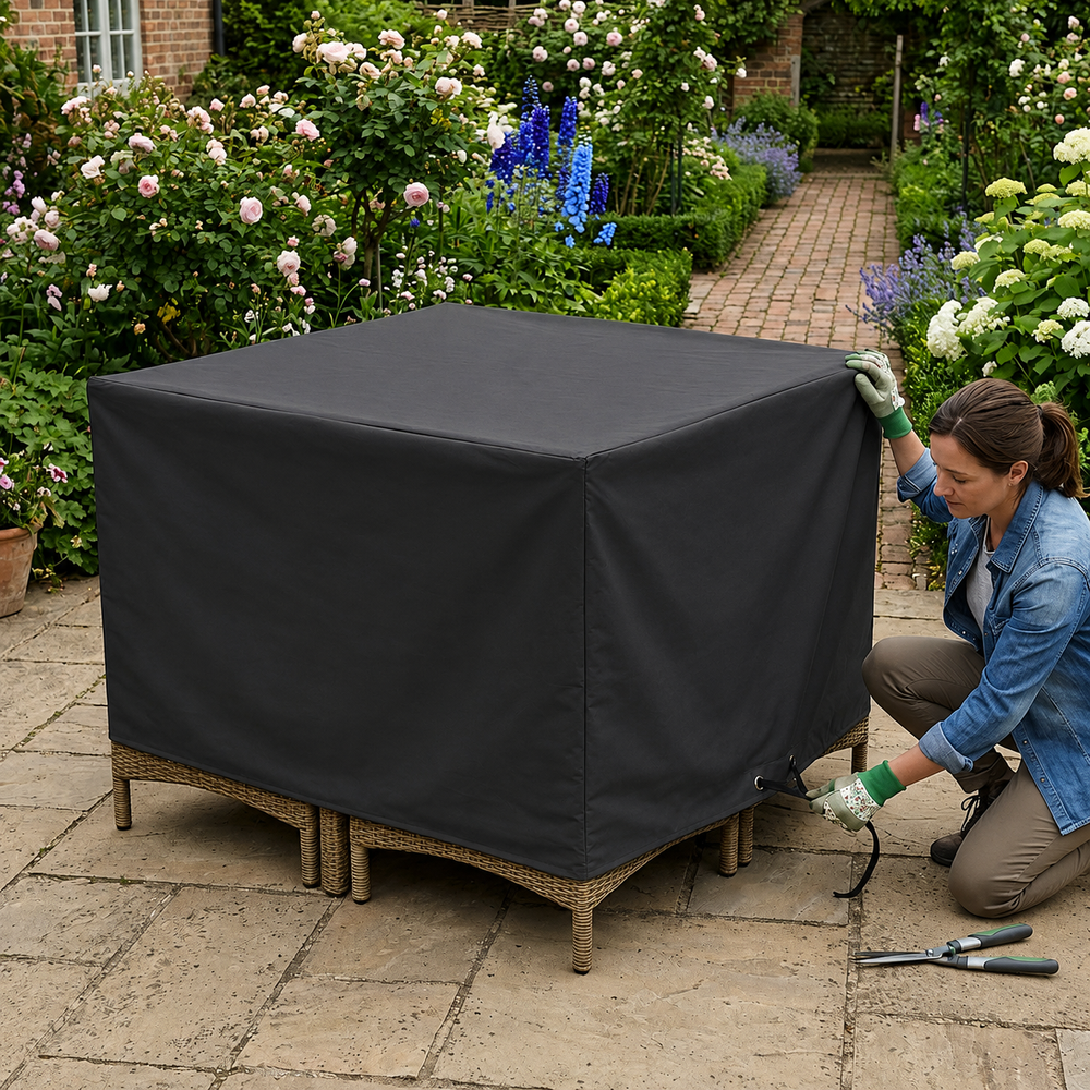 4 Seater Cube Set Cover – Medium Charcoal – Durable Polyester – Outdoor Protection