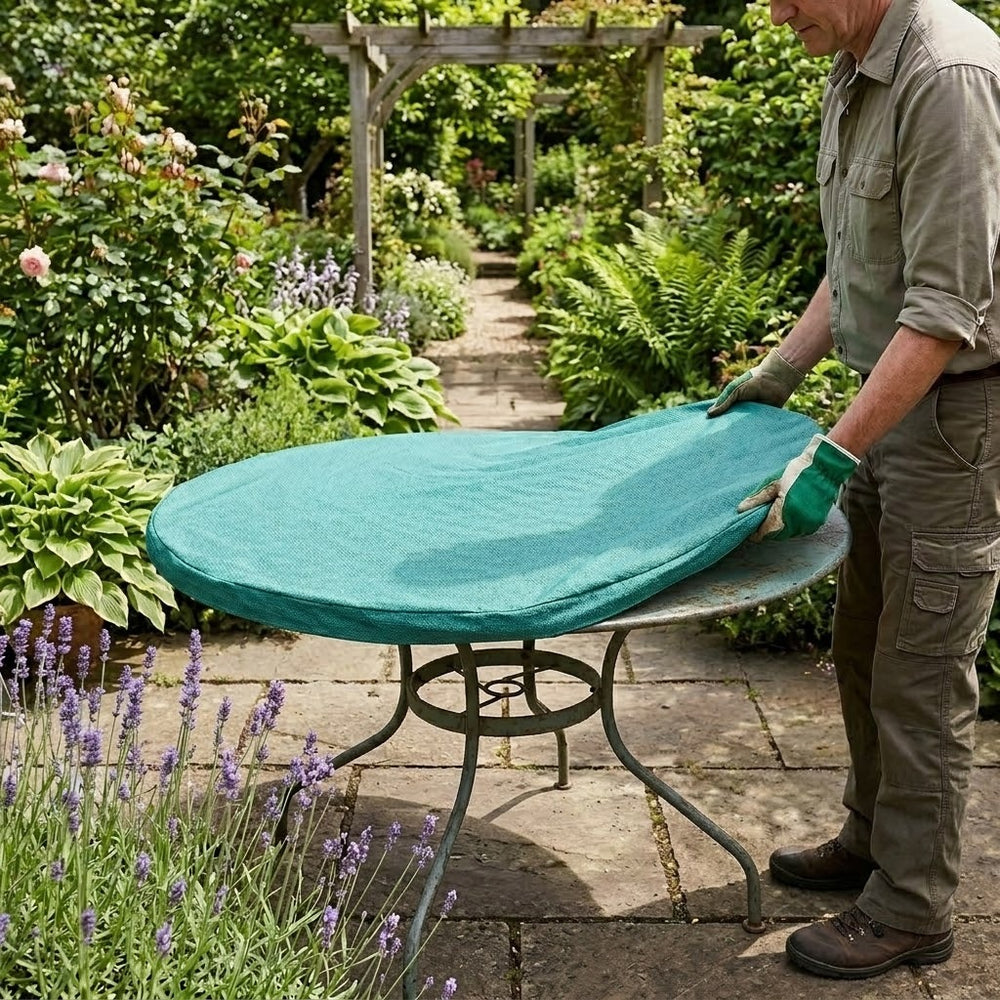 Round Table Top Cover – 4-6 Seater Green – Super Tough Protection – Outdoor Use