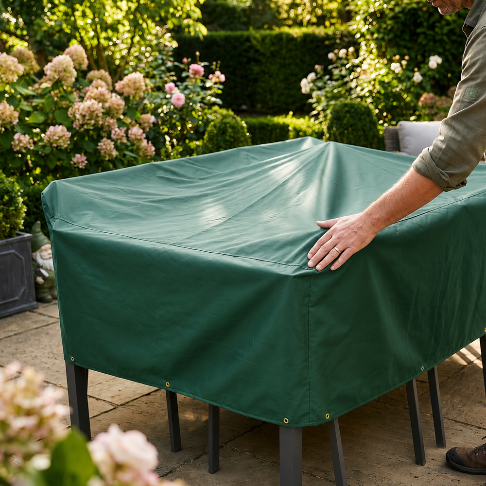 Rectangular Table Cover – 8 Seat Green – Heavy Duty Protection – Outdoor Use