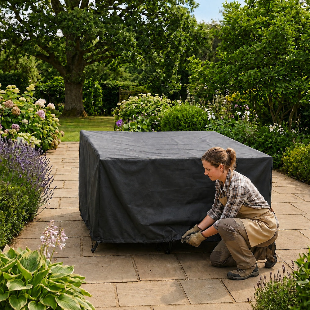 Rectangular Table Cover – 8 Seater Black – Super Tough Waterproof – Outdoor Protection