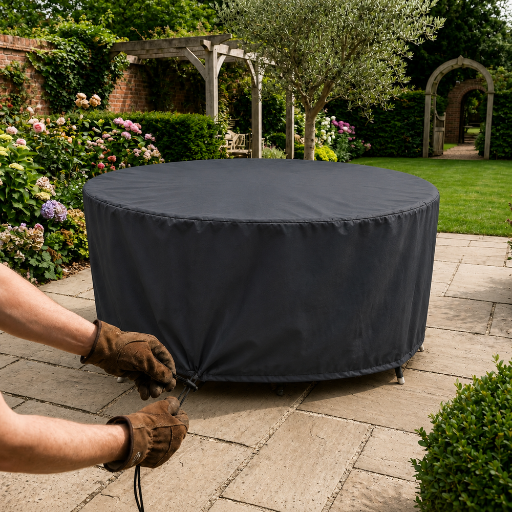 Circular Patio Set Cover – 90cm High – Charcoal Polyester – 4 Seat Protection